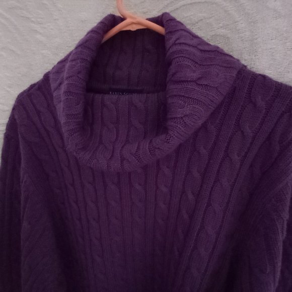 Purple Karen Scott II Cable Knit Cowl Neck Tunic Sweater Size 2X (T-339) - Picture 4 of 10